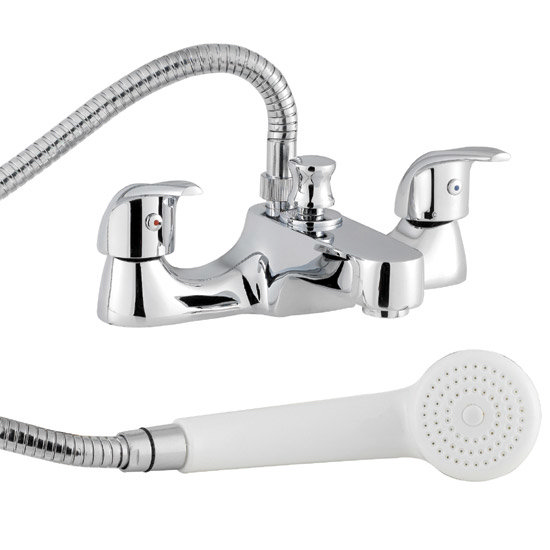 D-Type Bath Shower Mixer with Shower Kit - Chrome - DTY334 Large Image