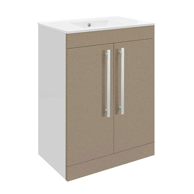 Ultra Design 600mm 2 Door Floor Mounted Basin & Cabinet - Gloss Caramel - 2 Basin Options Large Imag