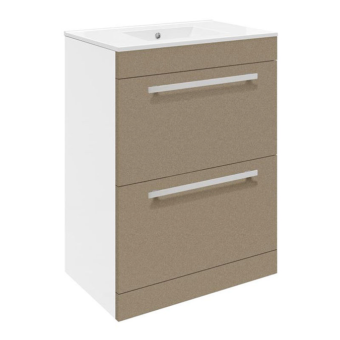 Ultra Design 600mm 2 Drawer Floor Mounted Basin & Cabinet - Gloss Caramel - 2 Basin Options Large Im