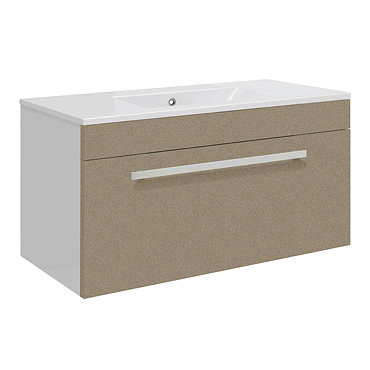 Ultra Design 800mm 1 Drawer Wall Mounted Basin & Cabinet - Gloss Caramel - 2 Basin Options Profile L