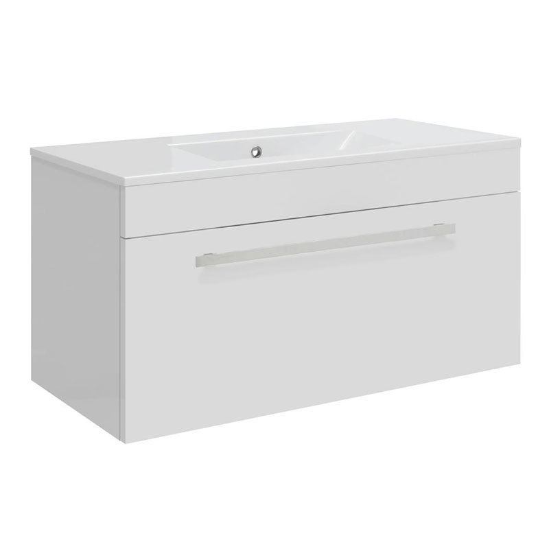 Ultra Design 800mm 1 Drawer Wall Mounted Basin & Gloss White