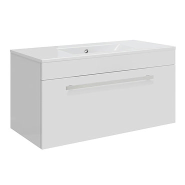 Ultra Design 800mm 1 Drawer Wall Mounted Basin & Cabinet - Gloss White - 2 Basin Options Profile Lar