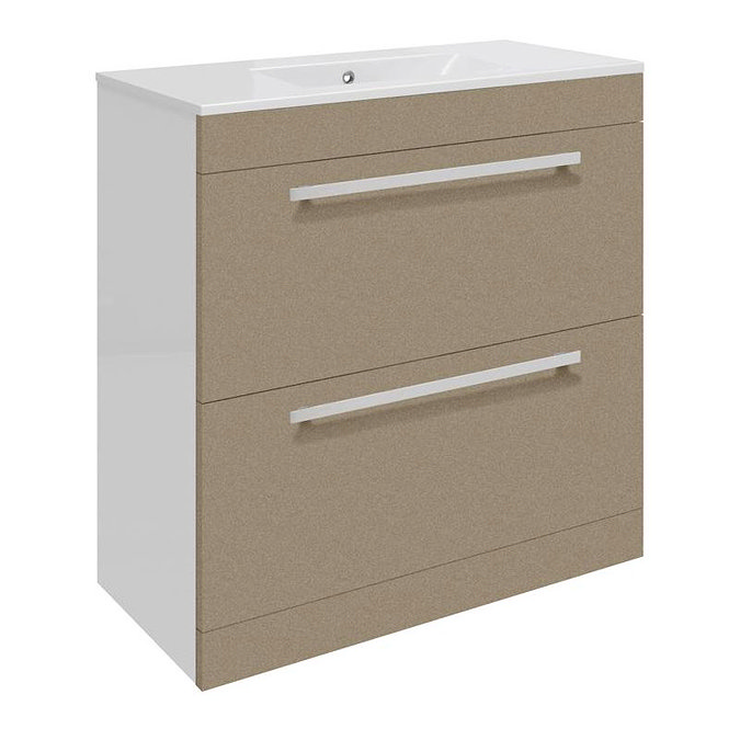 Ultra Design 800mm 2 Drawer Floor Mounted Basin & Cabinet - Gloss Caramel - 2 Basin Options Large Im