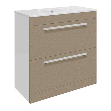 Ultra Design 800mm 2 Drawer Floor Mounted Basin & Cabinet - Gloss Caramel - 2 Basin Options Profile 