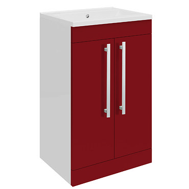 Ultra - Design Compact Floor Mounted Unit w/ Basin W494 x D383mm - High Gloss Red - FDE022 Profile Large Image