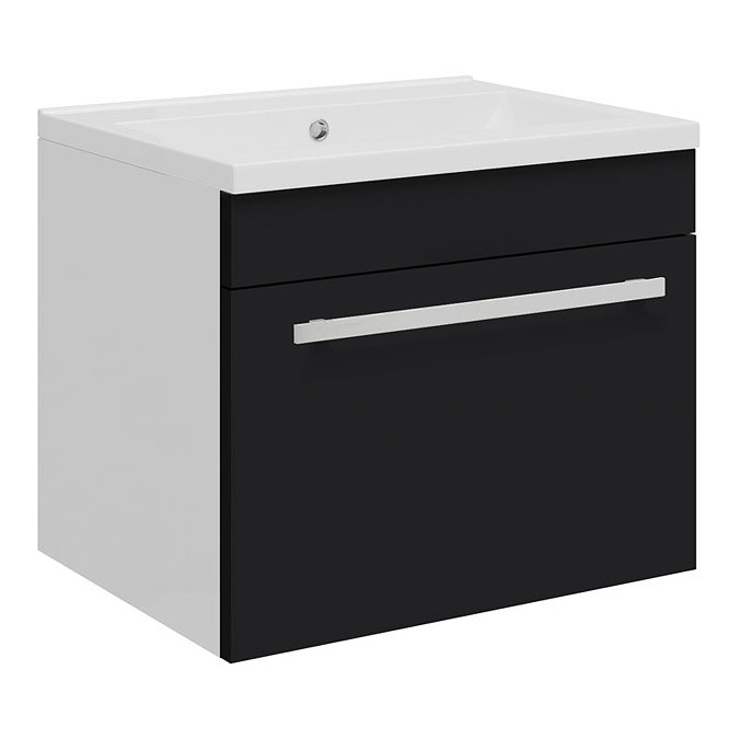 Ultra - Design Compact Wall Mounted Basin & Cabinet W500 x D383mm - High Gloss Black - FDE027 Large Image