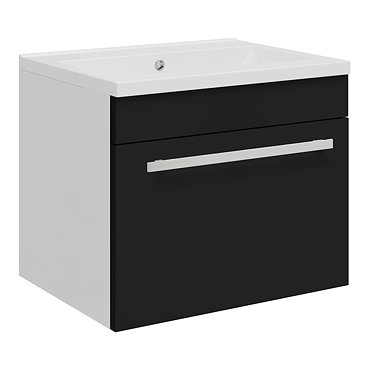 Ultra - Design Compact Wall Mounted Basin & Cabinet W500 x D383mm - High Gloss Black - FDE027 Profile Large Image
