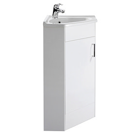 Nuie Floor Mounted 1-Door Corner Unit Inc. Ceramic Basin - CU001 Large Image