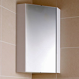 Hudson Reed - Design Gloss White Corner Mirror Cabinet with one shelf - LQ059 Medium Image