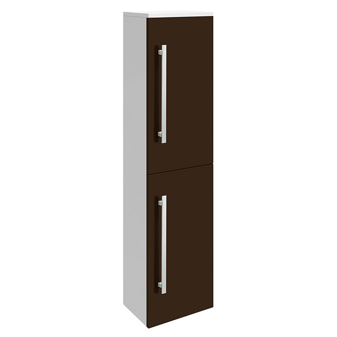 Ultra Design Ebony Brown Wall Mounted Tall Side Cabinet W350 x D250mm Large Image