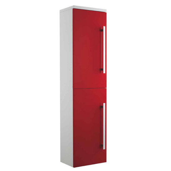 Ultra High Gloss Red Wall Mounted Tall Side Cabinet W350 x D250mm - CAB027 Large Image