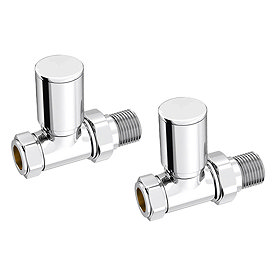 Modern Straight Radiator Valves - Chrome Large Image