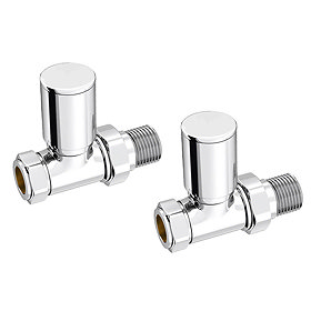 Modern Straight Radiator Valves - Chrome Large Image