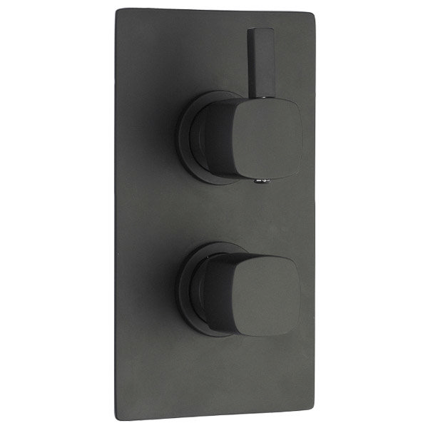 Ultra Muse Concealed Thermostatic Twin Shower Valve - Black - MUSV71 Large Image