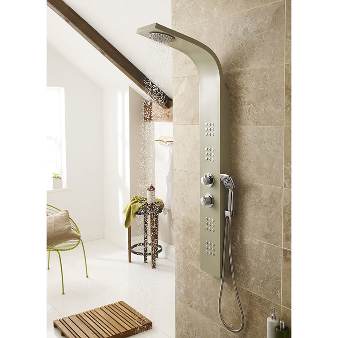 Ultra - Nesta Thermostatic Shower Panel - Cream - AS309 Profile Large Image