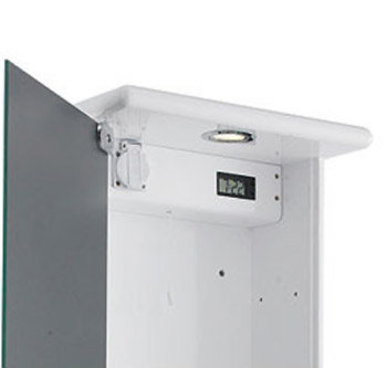 Ultra Niche Corner Mirror Cabinet with Light, Shaving Socket and Digital Clock - LQ374 Profile Large Image
