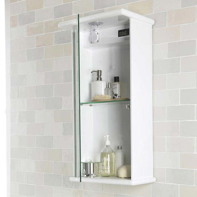 Ultra Niche Single Mirror Cabinet with Light, Shaving Socket and Digital Clock - LQ386  Feature Larg