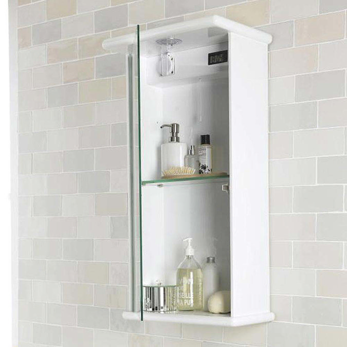 Ultra Niche Single Mirror Cabinet with Light, Shaving Socket and Digital Clock - LQ386 Feature Larg