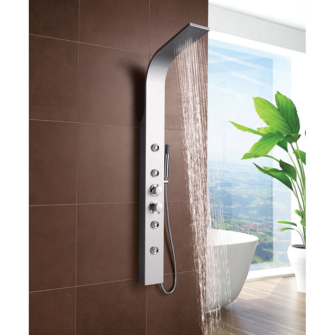 Ultra - Peyton Thermostatic Shower Panel - Matt Silver - AS376 Profile Large Image