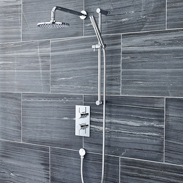 Ultra Pioneer Round Shower Valve with Diverter, Fixed Head & Slide Rail Kit Profile Large Image