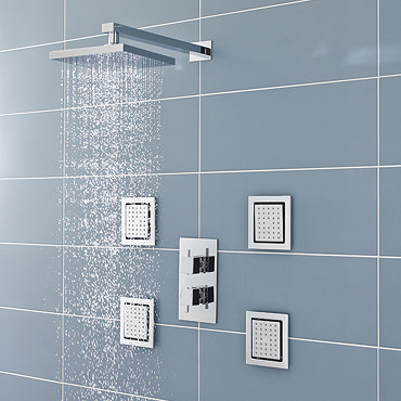 Ultra Pioneer Square Shower Valve with Diverter, Fixed Head & 4 Body Jets Profile Large Image