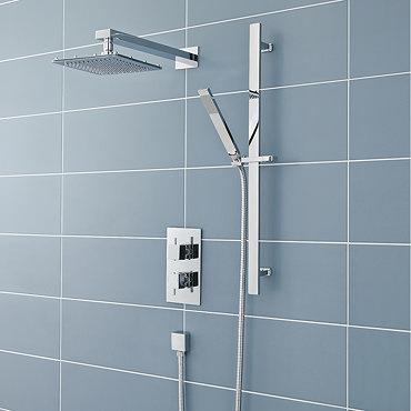 Ultra Pioneer Square Shower Valve with Diverter, Fixed Head & Slide Rail Kit Profile Large Image