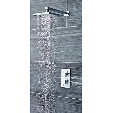 Ultra Pioneer Square Twin Concealed Shower Valve with Fixed Head & Arm Profile Large Image