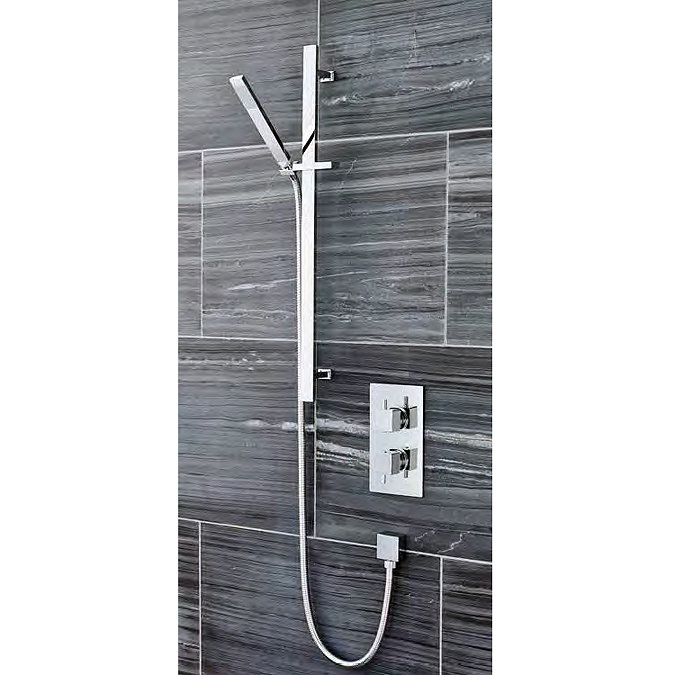 Ultra Pioneer Square Twin Concealed Shower Valve with Slide Rail Kit Large Image