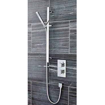 Ultra Pioneer Square Twin Concealed Shower Valve with Slide Rail Kit Profile Large Image