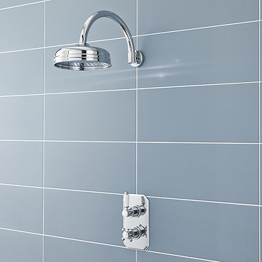 Ultra Pioneer Traditional Twin Concealed Valve with Fixed Head & Curved Arm Profile Large Image