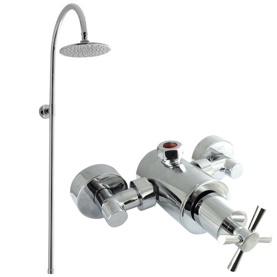 Ultra Pixi Sequential Exposed Thermostatic Shower Valve with Rigid Riser Kit - Chrome Large Image