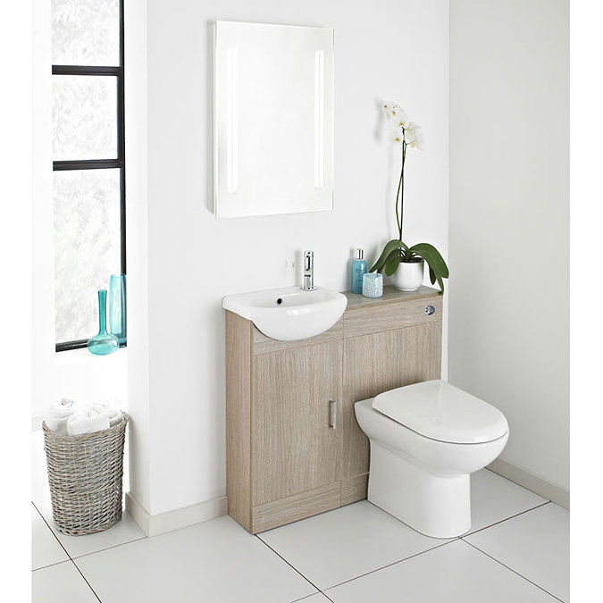 Ultra Portland Vanity Unit Cloakroom Suite W920 x D200mm - Light Oak Profile Large Image