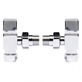 Hudson Reed Pure Square Chrome Radiator Valves - Angled - HT324 Large Image
