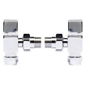 Hudson Reed Pure Square Chrome Radiator Valves - Angled - HT324 Large Image