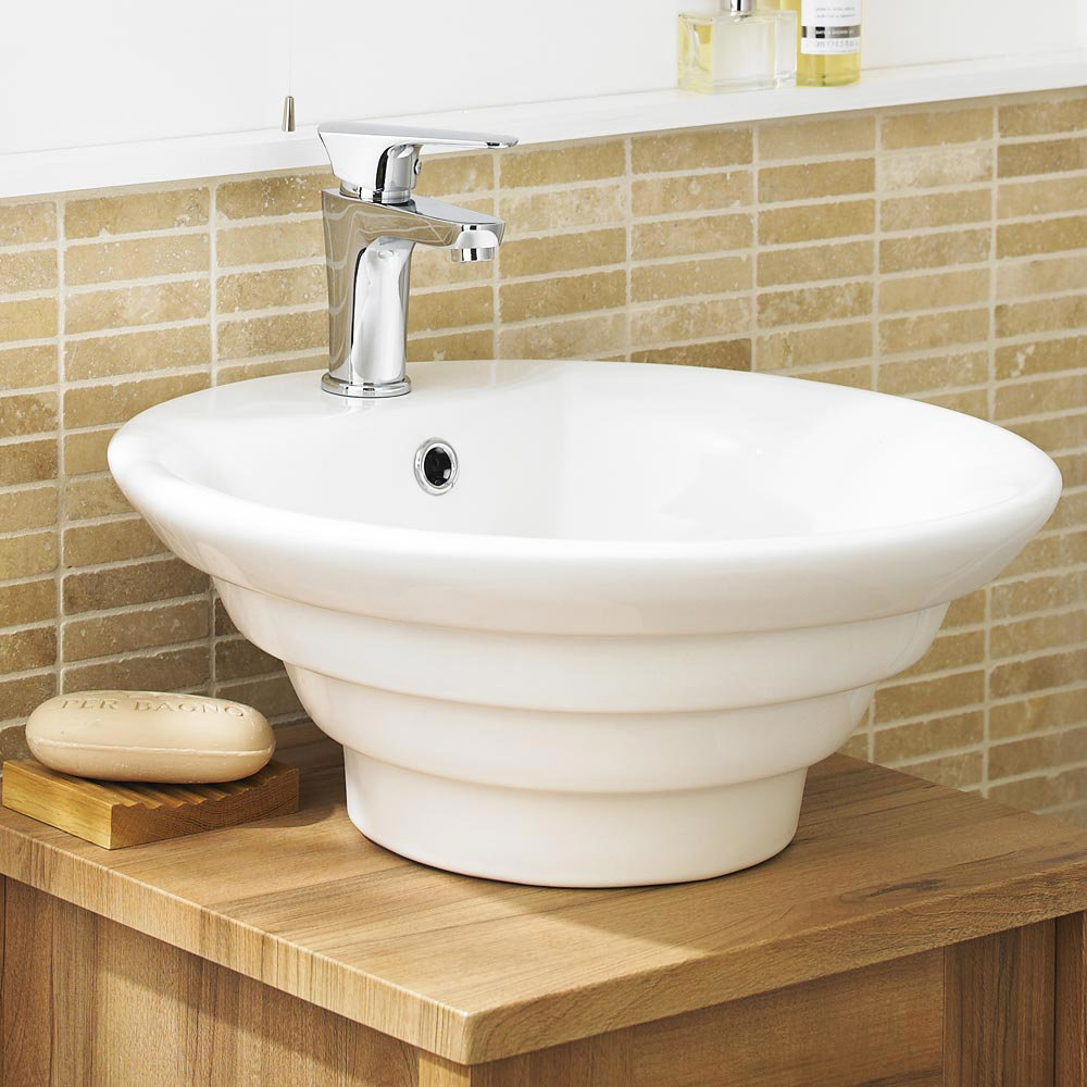 Nuie Round Tiered 460mm Ceramic Counter Top Basin - NBV006  Feature Large Image