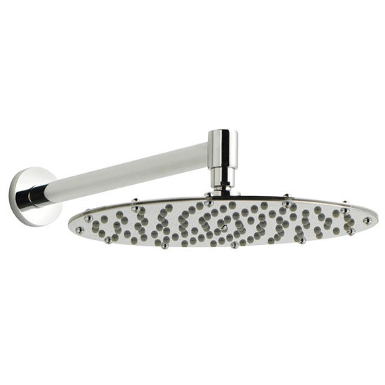 Ultra Round Fixed Shower Head and Contemporary Arm - Chrome Large Image