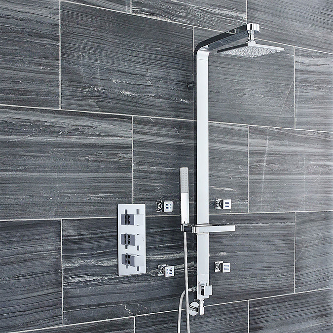 Ultra Series L Triple Concealed Thermostatic Shower Valve - Chrome - JTY303 Profile Large Image