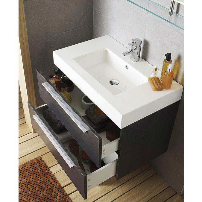 Ultra - Silhouette Wall Mounted Basin Unit W800 x D480mm - Textured Grey - RF037 Profile Large Image