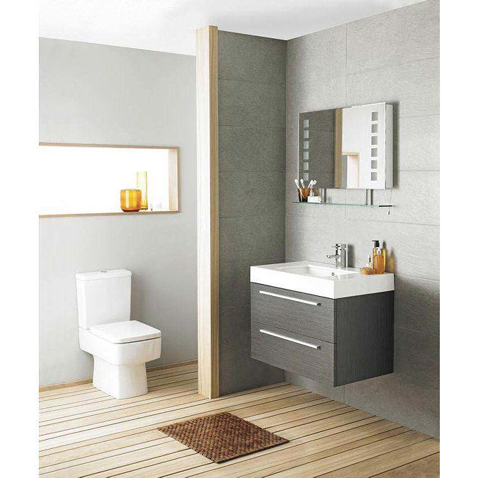 Ultra - Silhouette Wall Mounted Basin Unit W800 x D480mm - Textured Grey - RF037 Feature Large Image