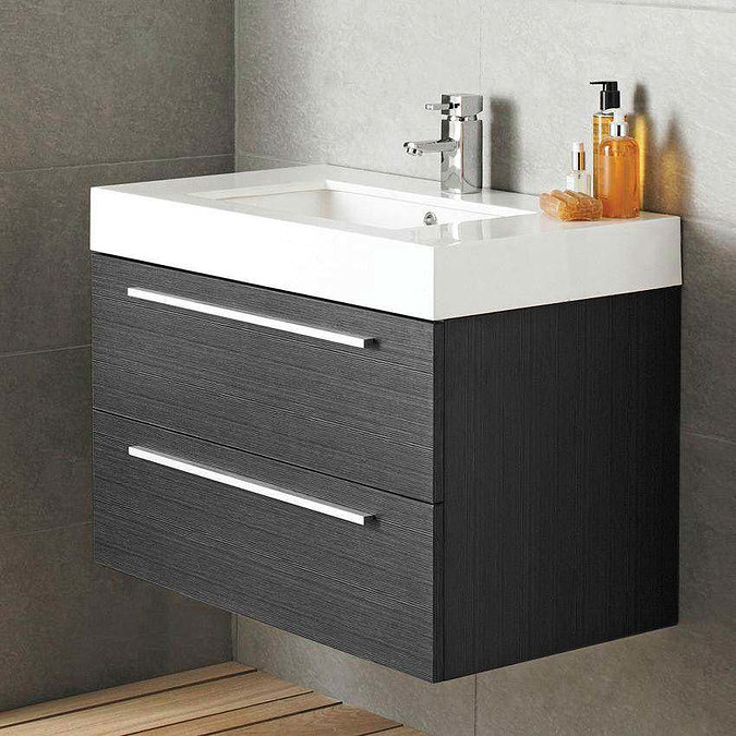 Ultra - Silhouette Wall Mounted Basin Unit W800 x D480mm - Textured Grey - RF037 Large Image