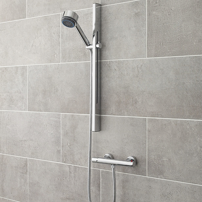 Ultra - Slimline Round Thermostatic Bar Valve - Bottom Outlet - Chrome - VBS014  Profile Large Image