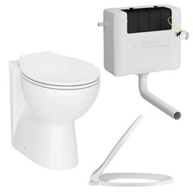 Ceramic BTW Toilet Pan with Soft-Close Seat + Dual Flush Concealed Cistern Medium Image