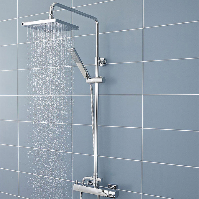 Ultra Telescopic Riser Kit with Square Shower Head - Chrome - A3114  Profile Large Image