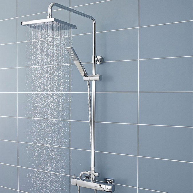 Ultra Telescopic Riser Kit with Square Shower Head - Chrome - A3114 Profile Large Image