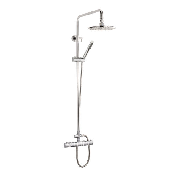 Ultra Telescopic Shower Riser Kit with Round Head and Thermostatic Bar Valve - Top Outlet Large Imag