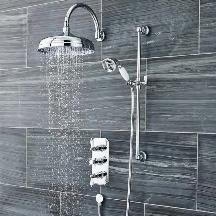 Ultra Traditional Triple Concealed Shower with Slide Rail Kit & Fixed Head Large Image