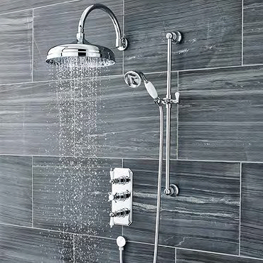 Ultra Traditional Triple Concealed Shower with Slide Rail Kit & Fixed Head Profile Large Image
