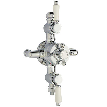 Ultra Traditional Triple Exposed Thermostatic Shower Valve - Chrome Profile Large Image