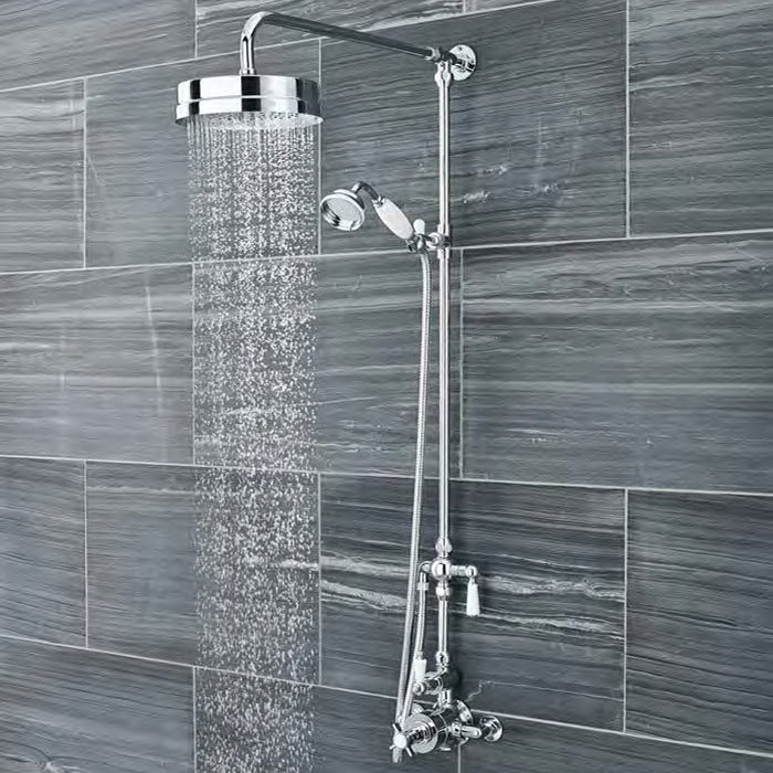 Ultra Traditional Twin Exposed Thermostatic Shower Valve - Chrome  Profile Large Image