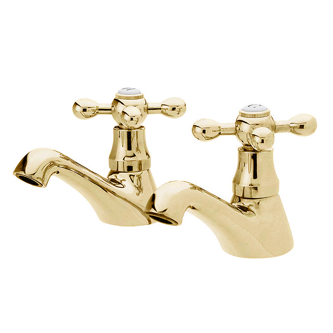 Ultra Traditional Viscount Range Basin Taps - Antique Gold Large Image